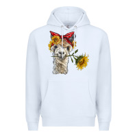 White alpaca with sunflowers and bandana Premium Hoodie - BarkalooDesign