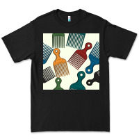 Black afro combs seamless patterns Premium Tee - BundleAndBundleShop