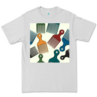 Dove Grey afro combs seamless patterns Premium Tee - BundleAndBundleShop