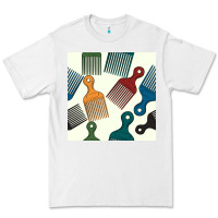 White afro combs seamless patterns Premium Tee - BundleAndBundleShop