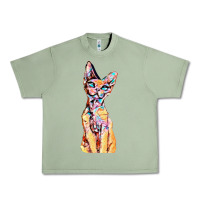 Oil Green Colorful Cat Urban Heavy Tee - PixelFlow