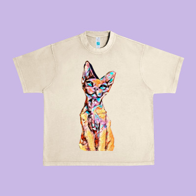 Colorful Cat Urban Heavy Tee Designed By Pixelflow