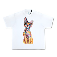 White Colorful Cat Urban Heavy Tee - PixelFlow