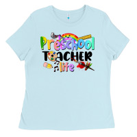 Baby Blue Preschool Teacher Life Ladies Tee - LillyAllenDesigns