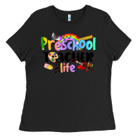 Black Preschool Teacher Life Ladies Tee - LillyAllenDesigns
