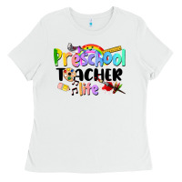 White Preschool Teacher Life Ladies Tee - LillyAllenDesigns