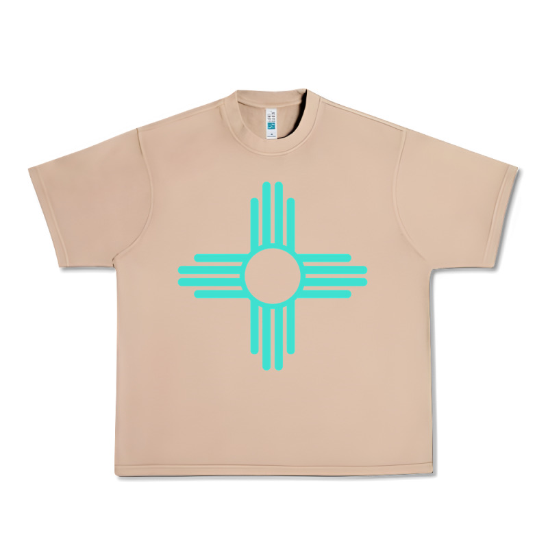 New Mexico Zia Sun In Turquoise Blue Urban Heavy Tee by PixelFlow | Teevron