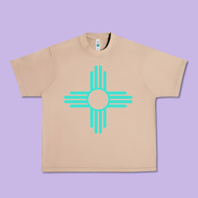 New Mexico Zia Sun In Turquoise Blue Urban Heavy Tee Designed By Pixelflow