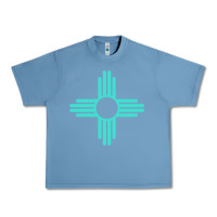 Pebble Blue New Mexico Zia Sun in Turquoise Blue Urban Heavy Tee - PixelFlow
