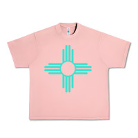 Salmon New Mexico Zia Sun in Turquoise Blue Urban Heavy Tee - PixelFlow