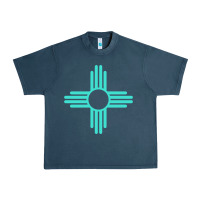 Midnight Navy New Mexico Zia Sun in Turquoise Blue Urban Heavy Tee - PixelFlow