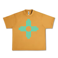 Peanut Butter New Mexico Zia Sun in Turquoise Blue Urban Heavy Tee - PixelFlow