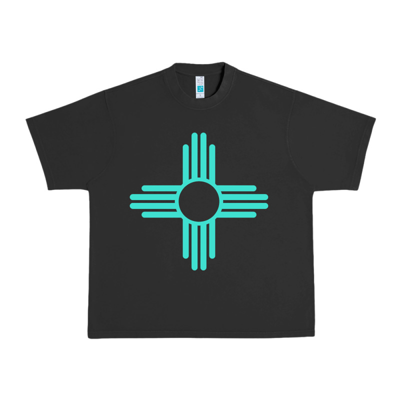 New Mexico Zia Sun In Turquoise Blue Urban Heavy Tee by PixelFlow | Teevron