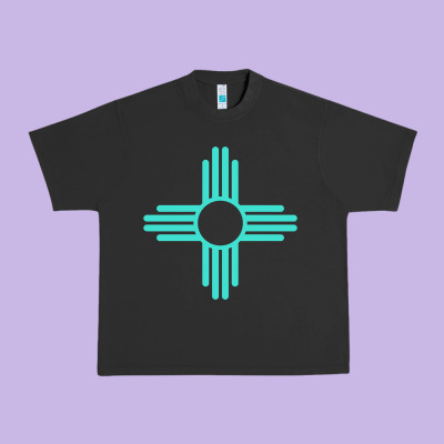 New Mexico Zia Sun In Turquoise Blue Urban Heavy Tee Designed By Pixelflow