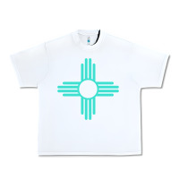 White New Mexico Zia Sun in Turquoise Blue Urban Heavy Tee - PixelFlow