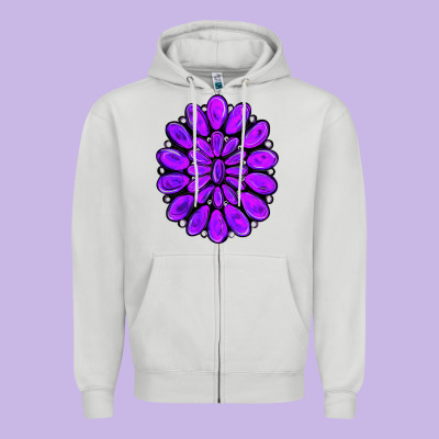 Purple Gemstone Jewelny Zipper Hoodie Designed By Ranaportraitstore