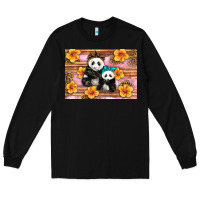 Black Mama Panda And Baby Panda Long Sleeve Tee - Artiststas