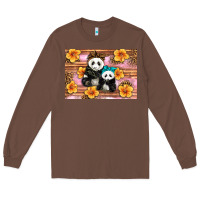 Chestnut Mama Panda And Baby Panda Long Sleeve Tee - Artiststas