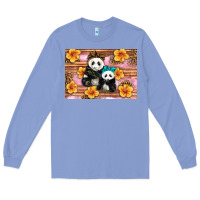 Colony Blue Mama Panda And Baby Panda Long Sleeve Tee - Artiststas