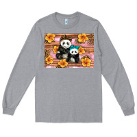 Heather Grey Mama Panda And Baby Panda Long Sleeve Tee - Artiststas