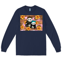 Navy Mama Panda And Baby Panda Long Sleeve Tee - Artiststas