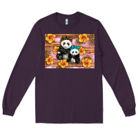 Plum Mama Panda And Baby Panda Long Sleeve Tee - Artiststas