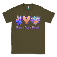 Army Green Peace Love Dental Classic Tee - Jasminsmagicworld