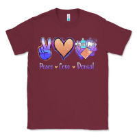 Burgundy Peace Love Dental Classic Tee - Jasminsmagicworld
