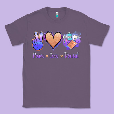 Peace Love Dental Classic Tee Designed By Jasminsmagicworld