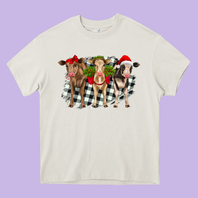 Christmas Heifers Front View Heavy Core Tee Designed By Ranaportraitstore