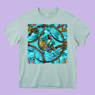 Lake Babe And Fish With Camouflage Seamless Pattern Heavy Core Tee Designed By Bundleandbundleshop