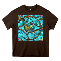 Chocolate Brown Lake Babe And Fish With Camouflage Seamless Pattern Heavy Core Tee - BundleAndBundleShop