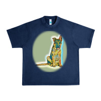 Navy German Shepherd isolated on whot. Urban Heavy Tee - SnappyArt