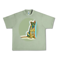 Oil Green German Shepherd isolated on whot. Urban Heavy Tee - SnappyArt