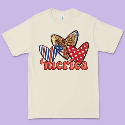 Merica 4th Of July Hearts Premium Tee Designed By Bundleandbundleshop