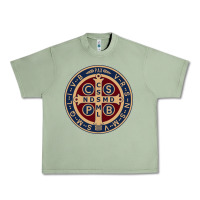 Oil Green Saint Benedict Medal 1 Urban Heavy Tee - SnappyArt