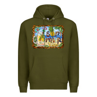 Army Green summer time pineapple and  beach Premium Hoodie - BarkalooDesign