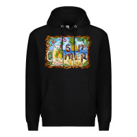 Black summer time pineapple and  beach Premium Hoodie - BarkalooDesign