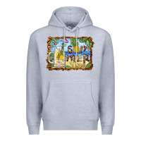 Heather Grey summer time pineapple and  beach Premium Hoodie - BarkalooDesign