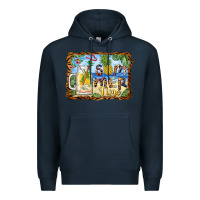 Navy summer time pineapple and  beach Premium Hoodie - BarkalooDesign