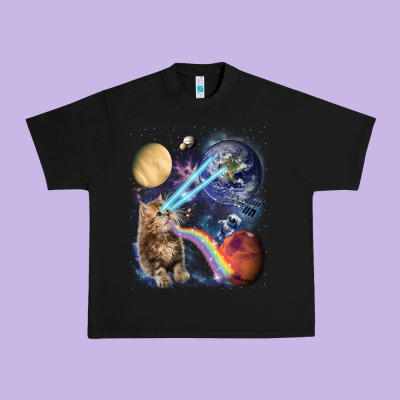 Fluffy Kitten Shoot Laser Rainbow Space Galaxy, Cat Gifts Urban Heavy Tee Designed By Snappyart