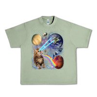 Oil Green Fluffy Kitten Shoot Laser Rainbow Space Galaxy, Cat Gifts Urban Heavy Tee - SnappyArt