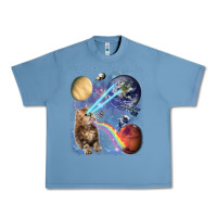 Pebble Blue Fluffy Kitten Shoot Laser Rainbow Space Galaxy, Cat Gifts Urban Heavy Tee - SnappyArt