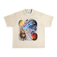 Sandshell Fluffy Kitten Shoot Laser Rainbow Space Galaxy, Cat Gifts Urban Heavy Tee - SnappyArt