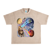 French Oak Fluffy Kitten Shoot Laser Rainbow Space Galaxy, Cat Gifts Urban Heavy Tee - SnappyArt
