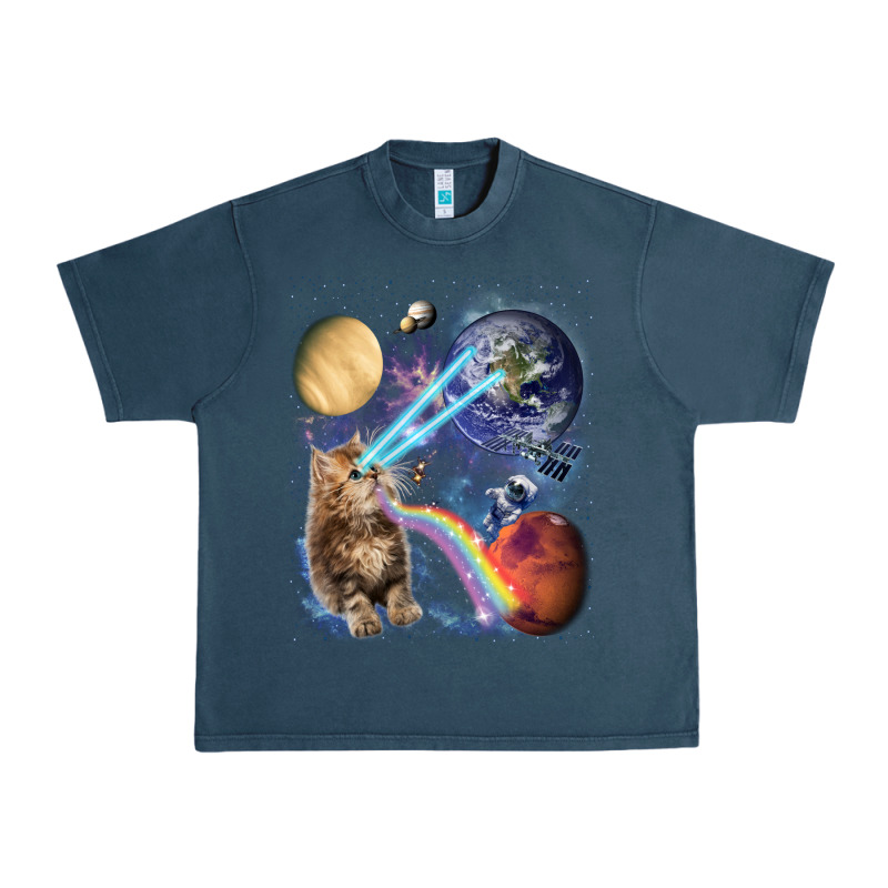 Fluffy Kitten Shoot Laser Rainbow Space Galaxy, Cat Gifts Urban Heavy Tee by SnappyArt | Teevron
