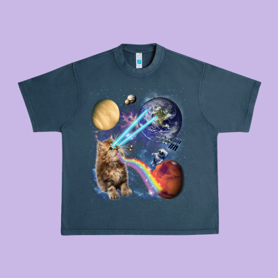 Fluffy Kitten Shoot Laser Rainbow Space Galaxy, Cat Gifts Urban Heavy Tee Designed By Snappyart