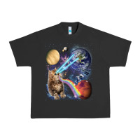 Pigment Black Fluffy Kitten Shoot Laser Rainbow Space Galaxy, Cat Gifts Urban Heavy Tee - SnappyArt