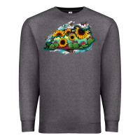 Charcoal Heather Kentucky map sunflower cactus serape Premium Sweatshirt - RanaPortraitStore