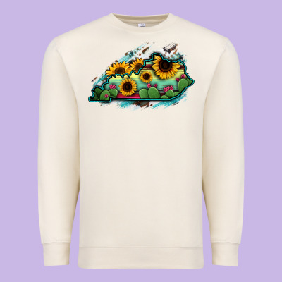 Kentucky Map Sunflower Cactus Serape Premium Sweatshirt Designed By Ranaportraitstore